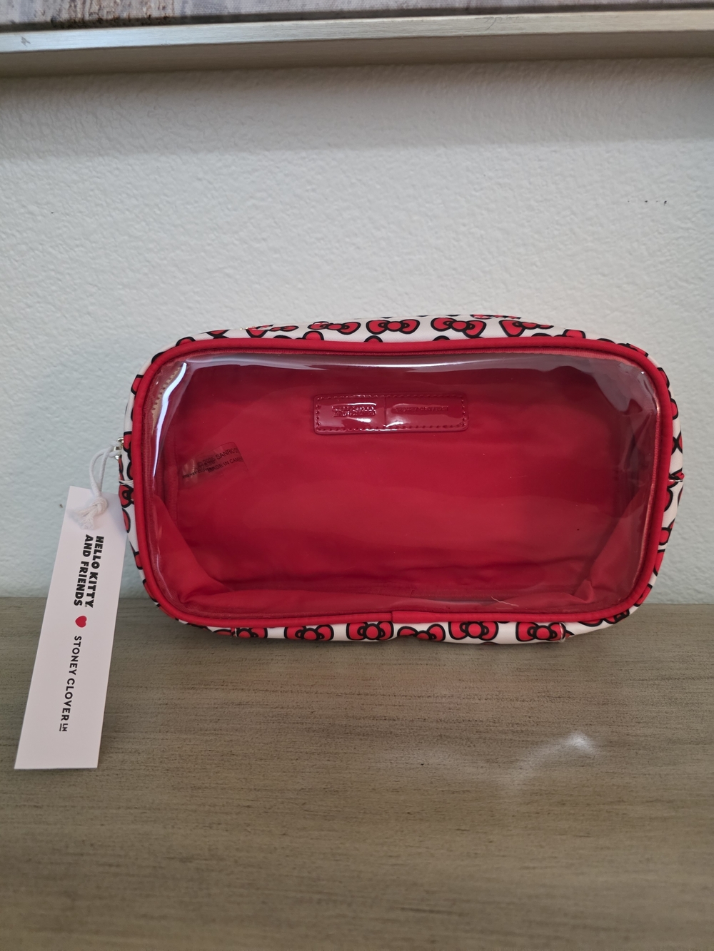 Stoney Clover Lane Red Hello Kitty Clear Cosmetic Pouch